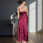 Romantic Satin Gown with Elongated Back Tie