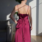 Romantic Satin Gown with Elongated Back Tie