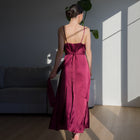 Romantic Satin Gown with Elongated Back Tie