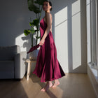 Romantic Satin Gown with Elongated Back Tie