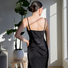 Dramatic Cowl Dress with Form Enhancing Pleat Design