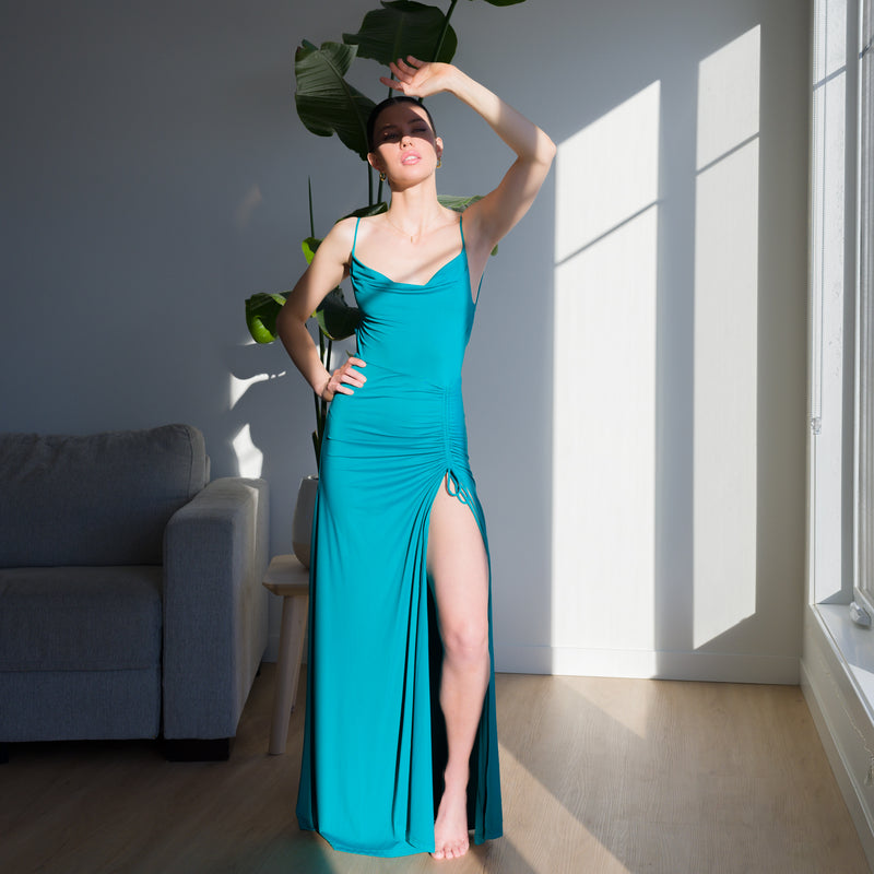 Long Ity Gown In Turquoise