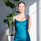 Structured Satin Dress With Back Design