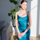 Structured Satin Dress With Back Design