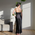 Heavy Satin Maxi Dress With Tie Waist