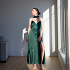 Romantic Satin Gown with Elongated Back Tie