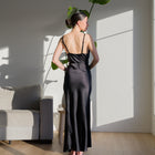 Heavy Satin Maxi Dress With Tie Waist