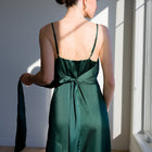 Romantic Satin Gown with Elongated Back Tie