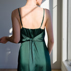 Romantic Satin Gown with Elongated Back Tie