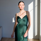 Romantic Satin Gown with Elongated Back Tie