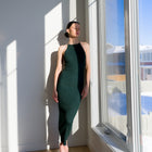 Form Enhancing Sweater Dress with Open Back Design