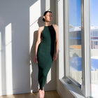 Form Enhancing Sweater Dress with Open Back Design