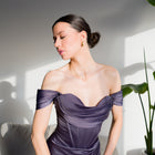 Satin Corset Gown With Off-Shoulder Design