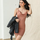 Almost Gone - Ribbed Cowl Neck Dress