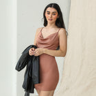 Almost Gone - Ribbed Cowl Neck Dress