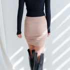 Silky-Luxe Knit Skirt with Ruched Design