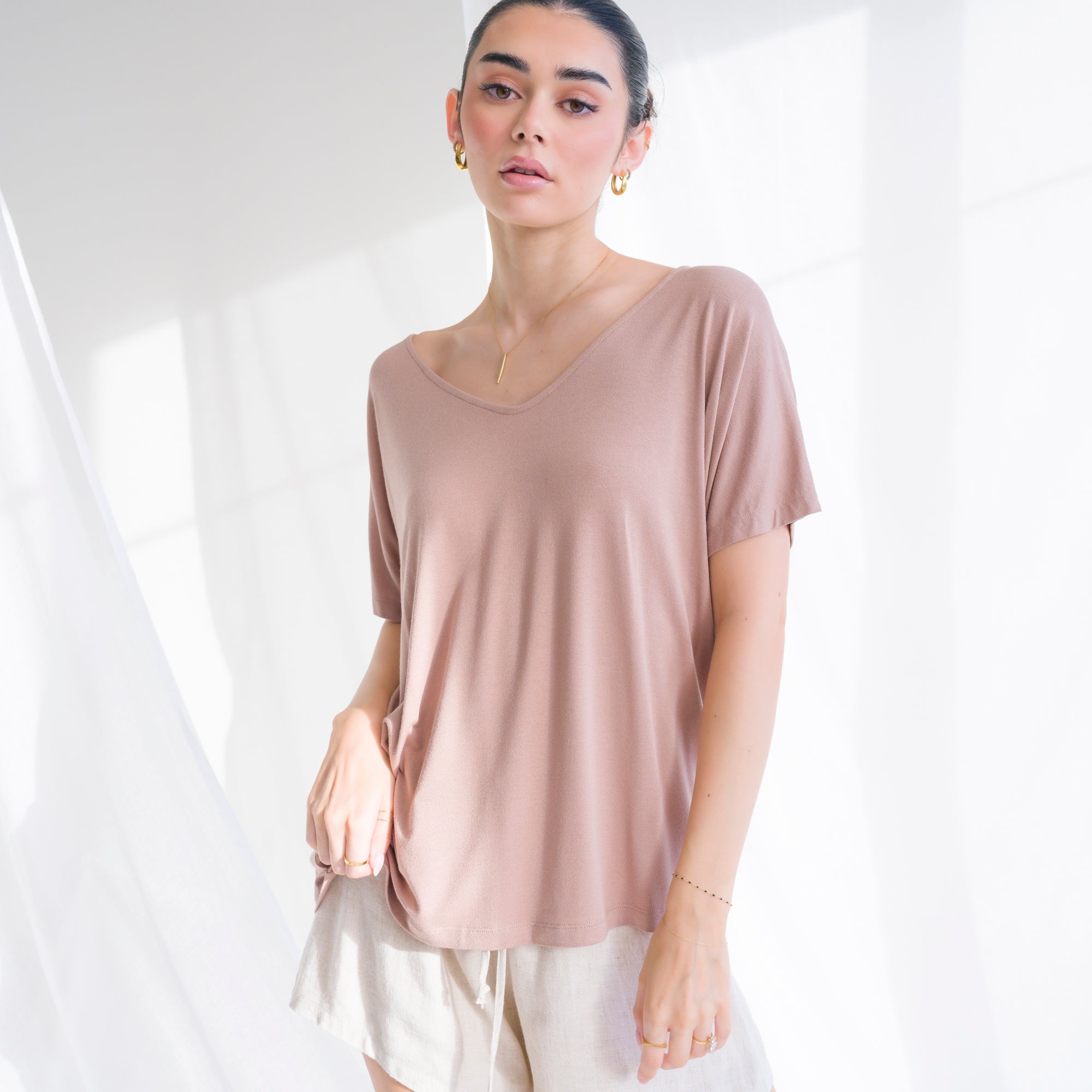 Crepe Knit T Shirt Oversized