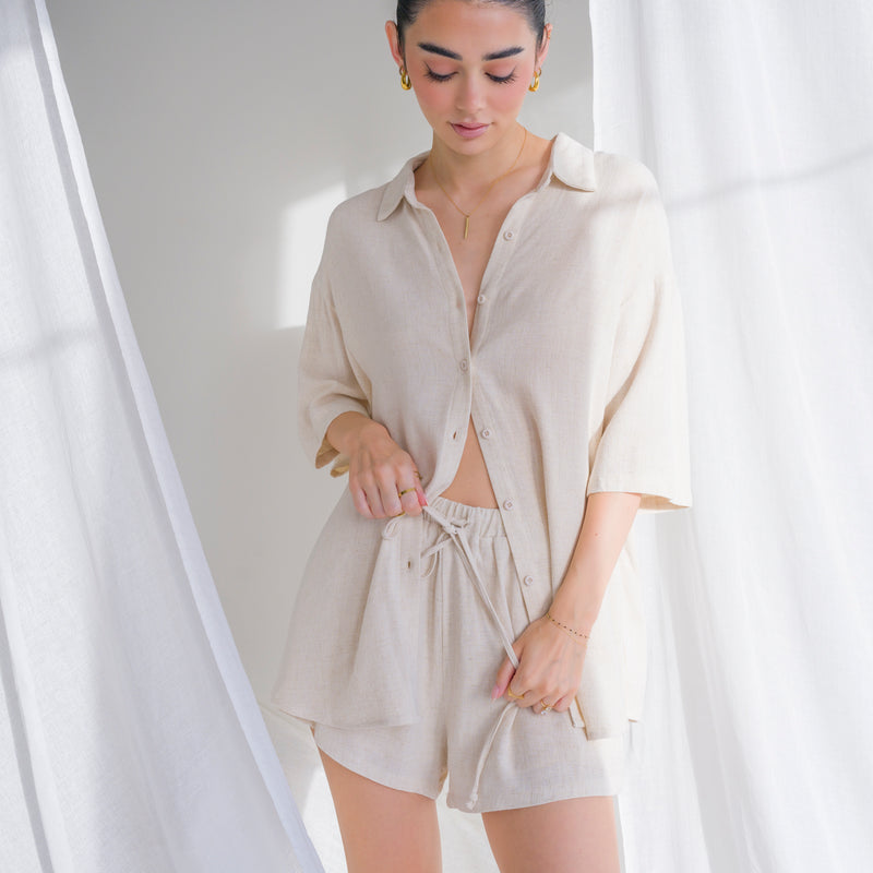 Soft Linen Top and Shorts Set