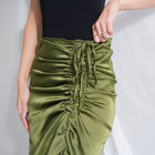 Romantic Ruched Satin Skirt