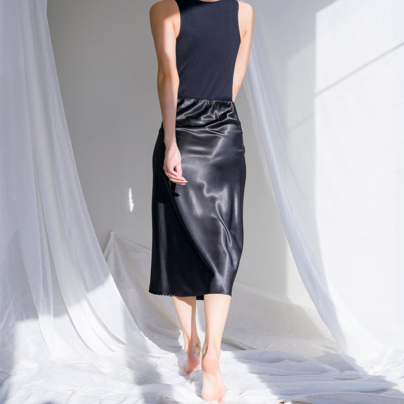 Heavy Satin Skirt With Slit