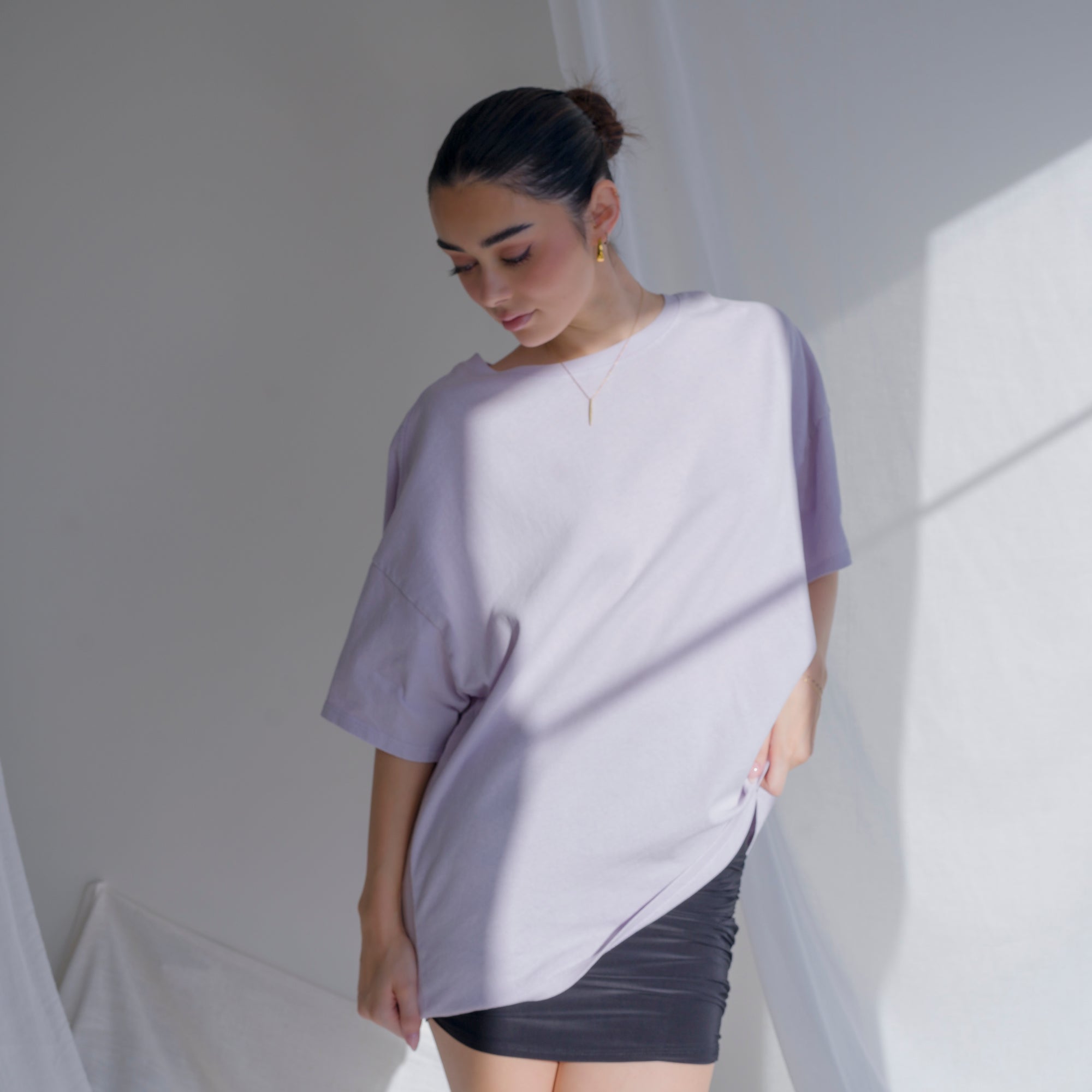 Oversized Boyfriend Tee in a Cotton Mineral Wash Fabric