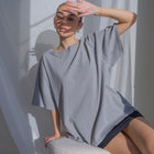 Oversized Boyfriend Tee in a Cotton Mineral Wash Fabric