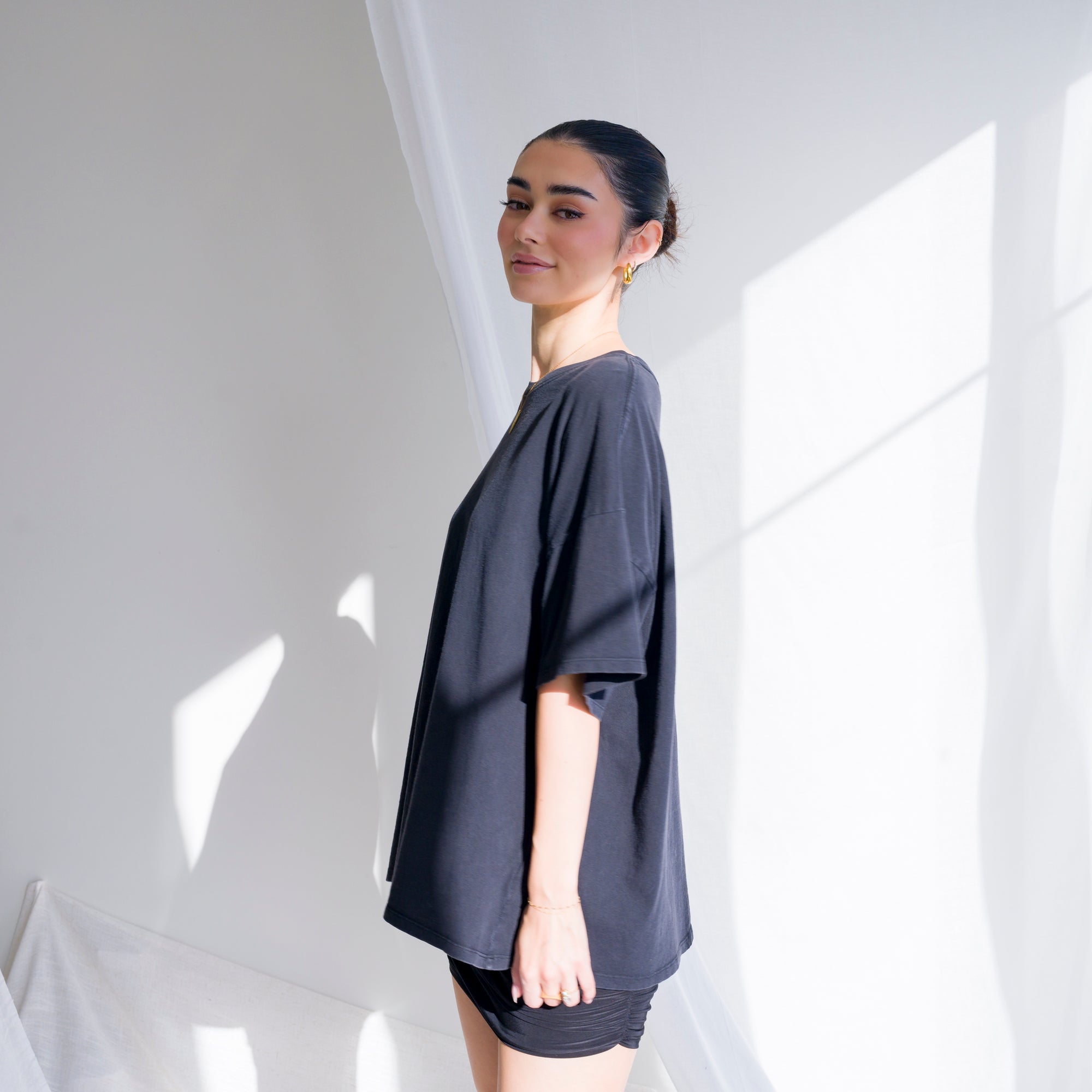 Oversized Boyfriend Tee in a Cotton Mineral Wash Fabric