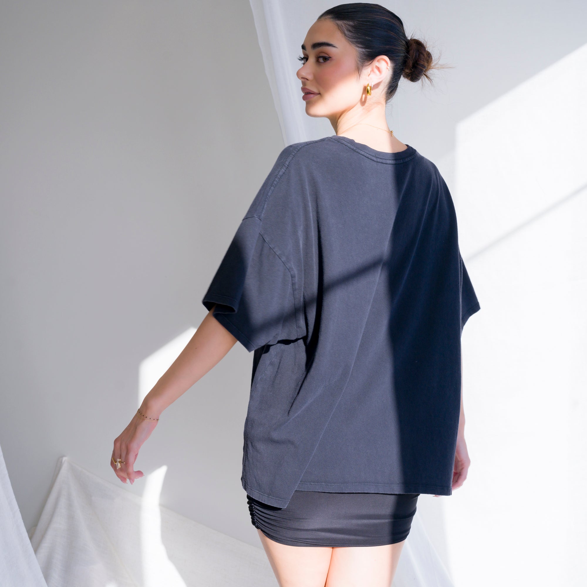 Oversized Boyfriend Tee in a Cotton Mineral Wash Fabric