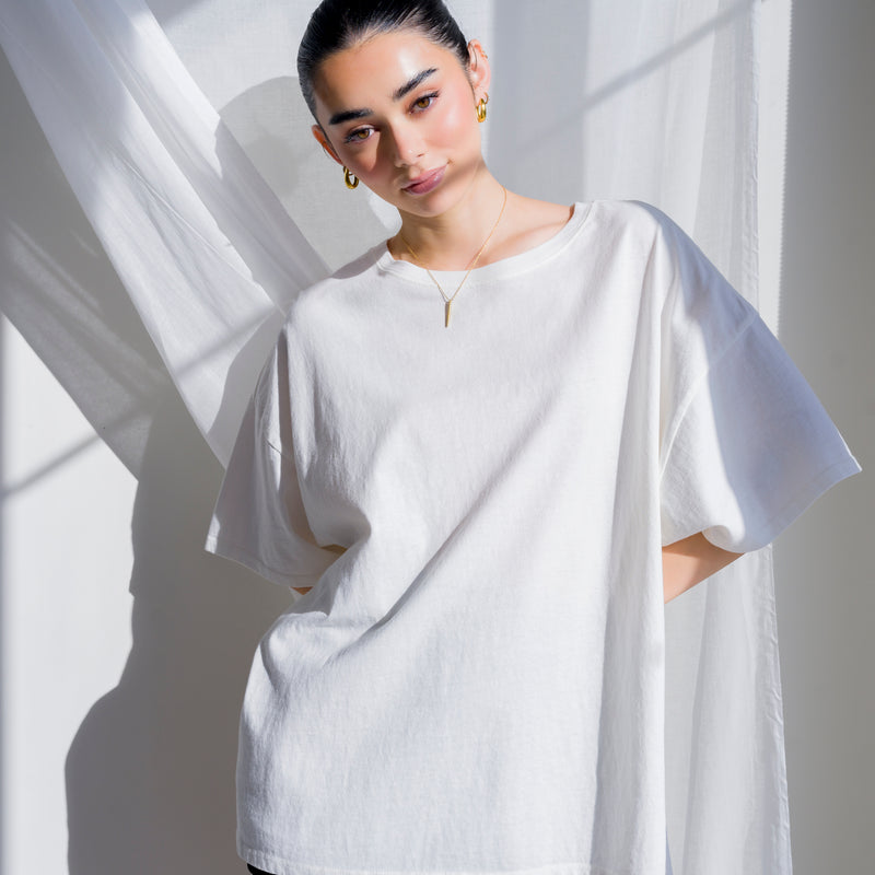 Oversized Boyfriend Tee in a Cotton Mineral Wash Fabric