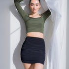 Silky-Luxe Knit Skirt with Ruched Design