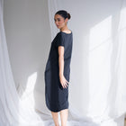 Cupro Cap Sleeve Shift Dress