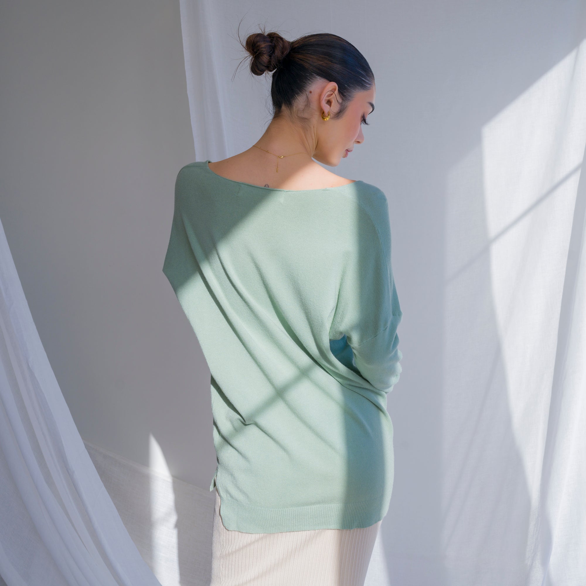 Buttery-Soft Tunic With Front Seam Design in Sage