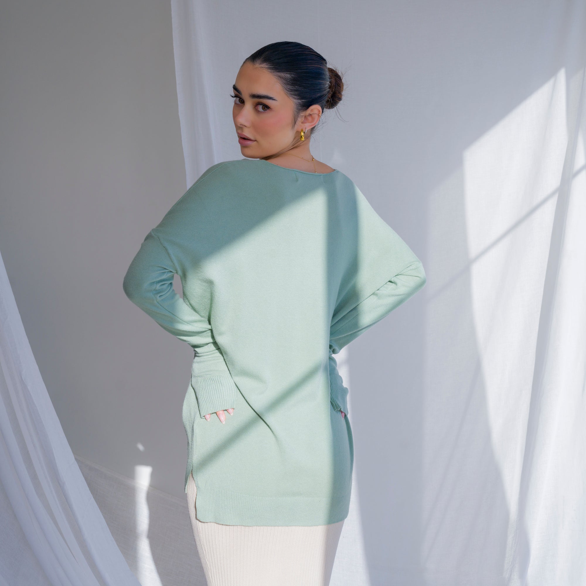 Buttery-Soft Tunic With Front Seam Design in Sage