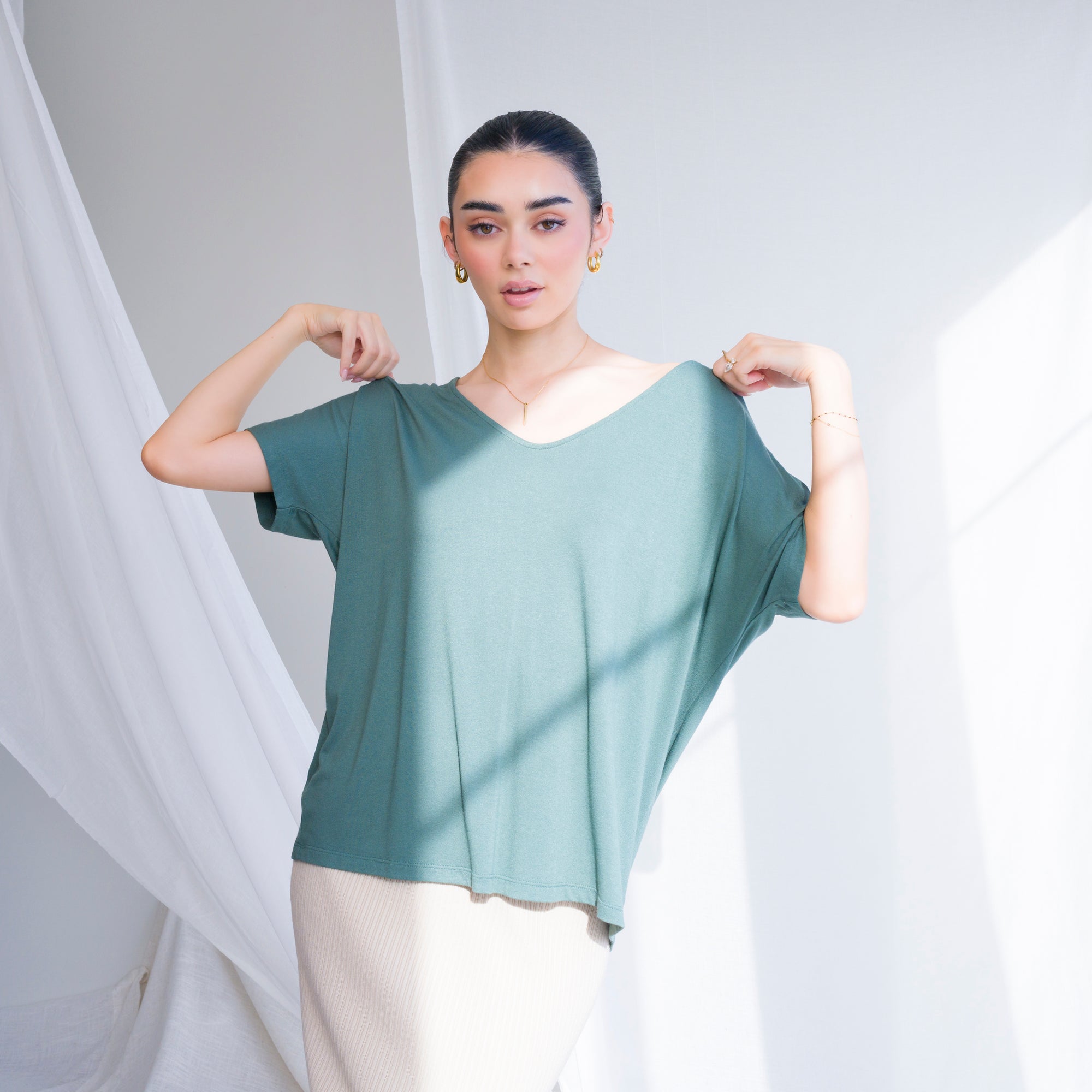 Crepe Knit T Shirt Oversized