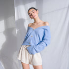 Soft, Heavy-Weight Cardigan and Sweater in Sky Blue