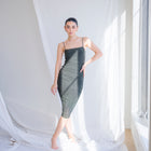 Silky-Luxe Ruched Midi Dress in Performance Fabric