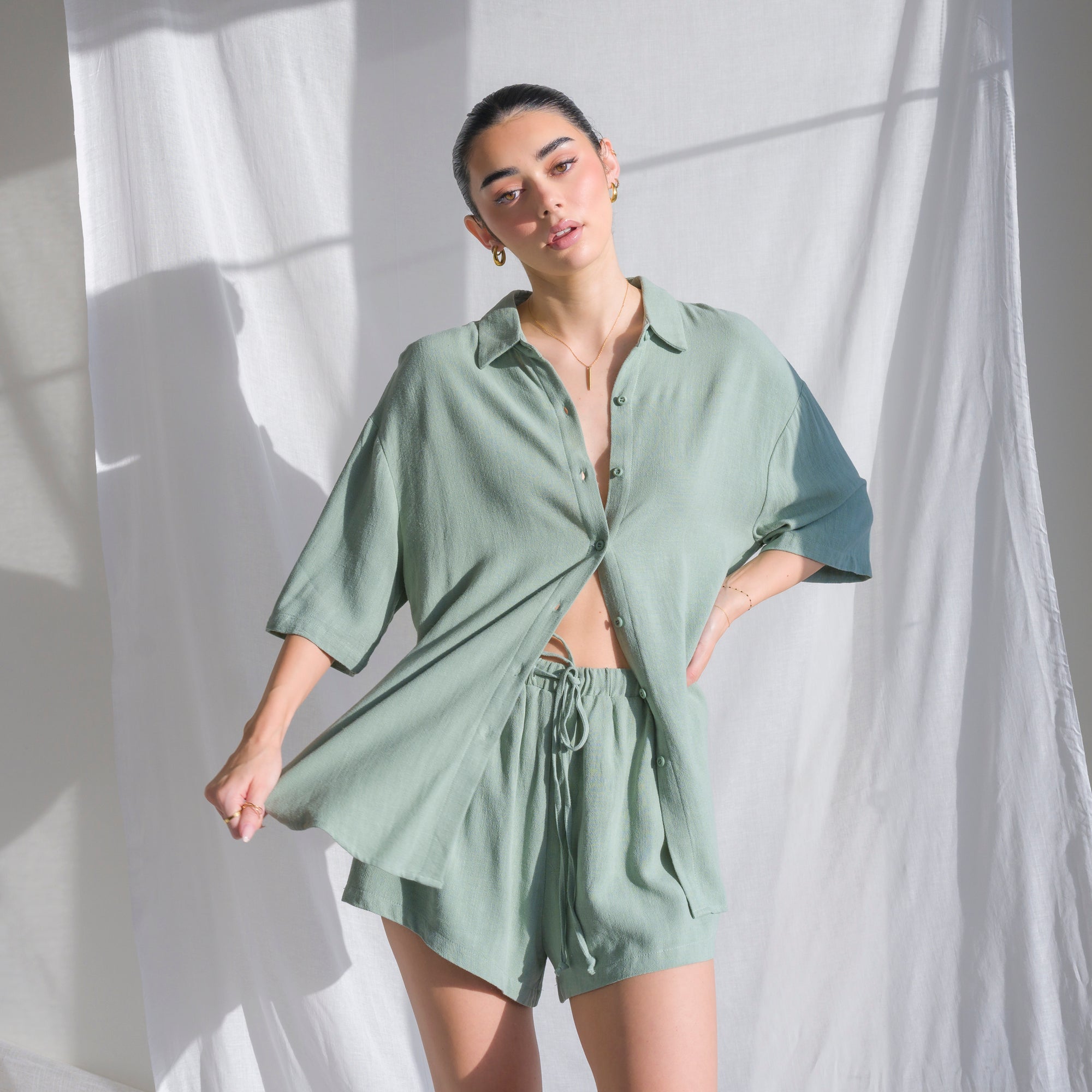 Soft Linen Top and Shorts Set