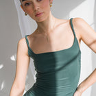 Silky-Lux Midi Dress in Comfortable Performance Fabric