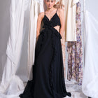 Chiffon Ruffle Gown with Cut-Out Bodice