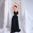 Chiffon Ruffle Gown with Cut-Out Bodice