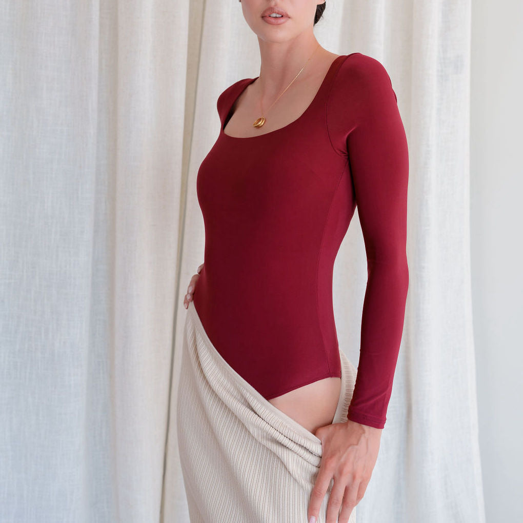 Square Neck Bodysuit Long Sleeve