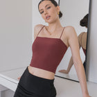 Double Layered Micro-Strap Cami in Stretchy Sports Knit