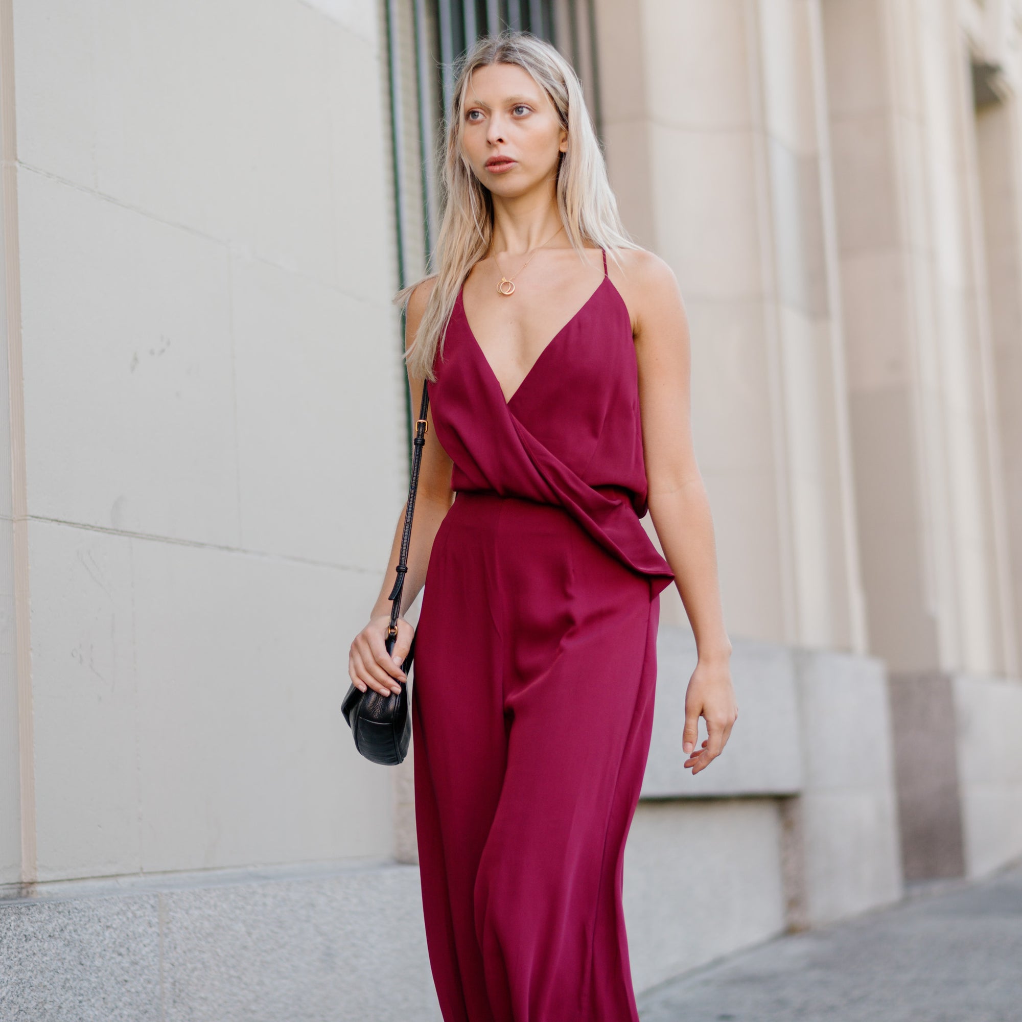 Asymmetric Satin Jumpsuit