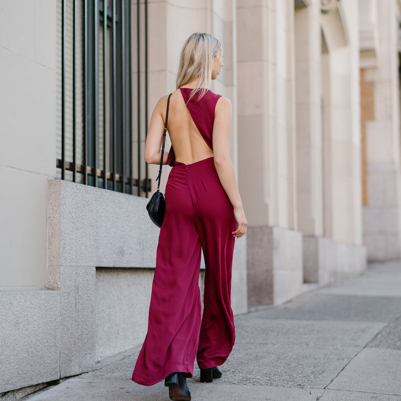 Asymmetric Satin Jumpsuit